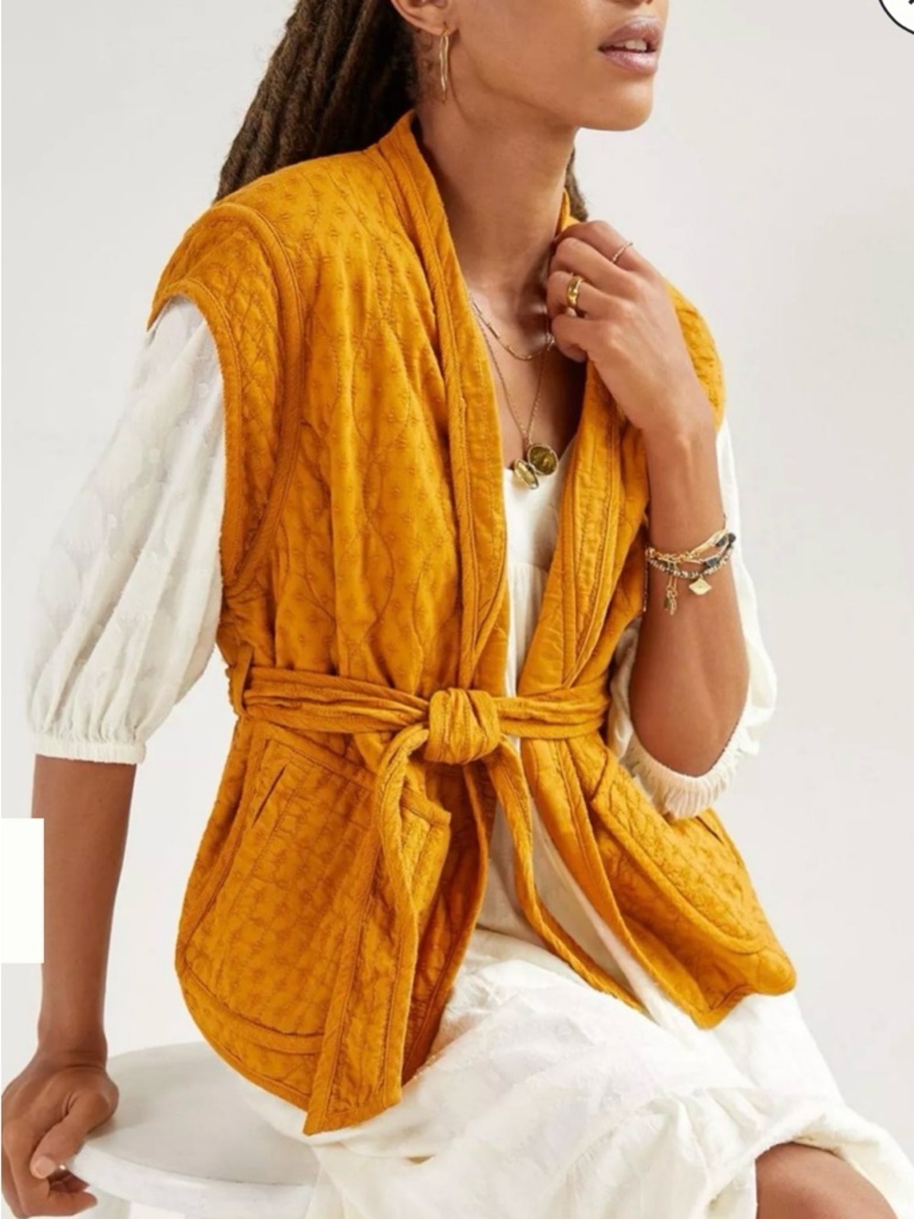 Anthropologie quilted Vest Maize